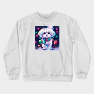 Cute Maltese Dog Drawing Crewneck Sweatshirt